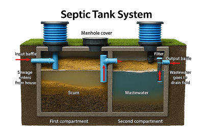 Graphic of septic tank system
