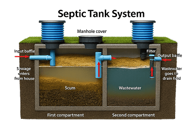 Graphic of septic tank system