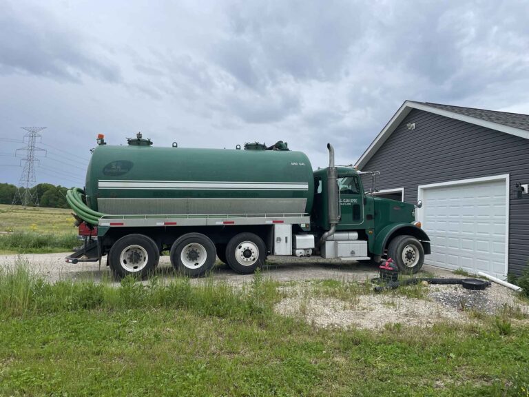Green truck used by All Clean Septic Services near Portage County, Ohio